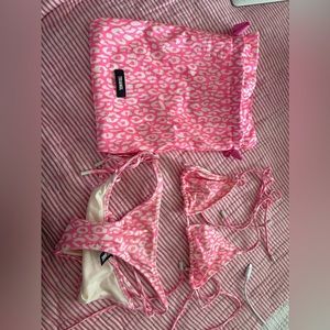 Pink Cheetah Triangle Bikini Set